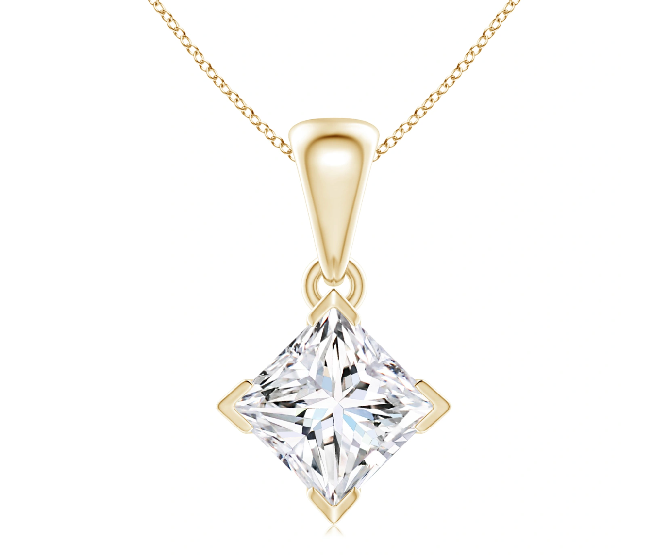 Princess Diamond Solitaire Pendant with Chain