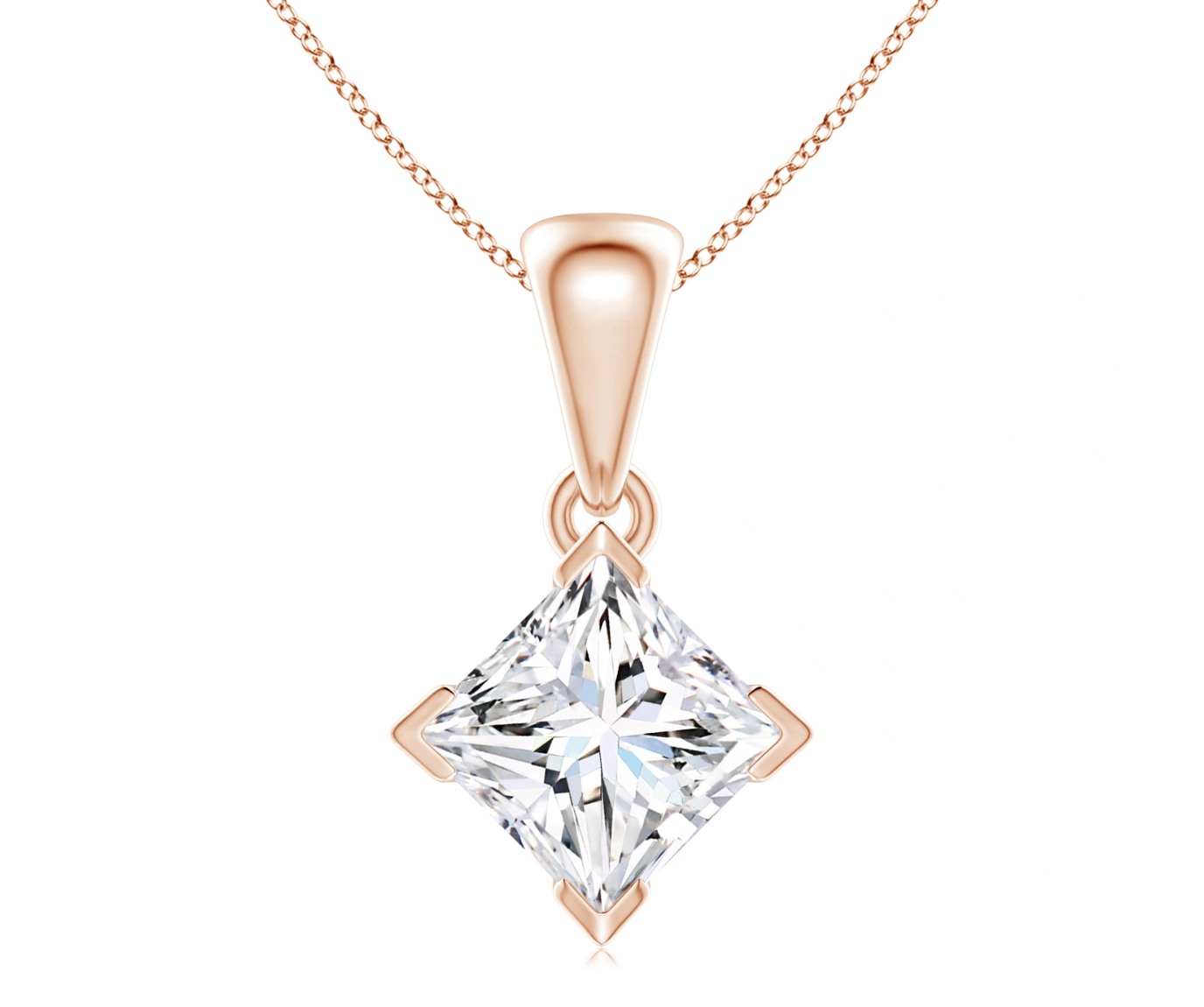 Princess Cut Diamond Solitaire Pendant