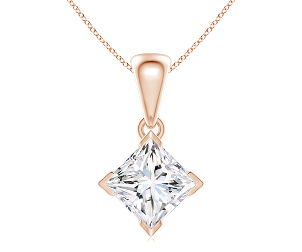 Princess Cut Lab Grown Diamond Solitaire Pendant