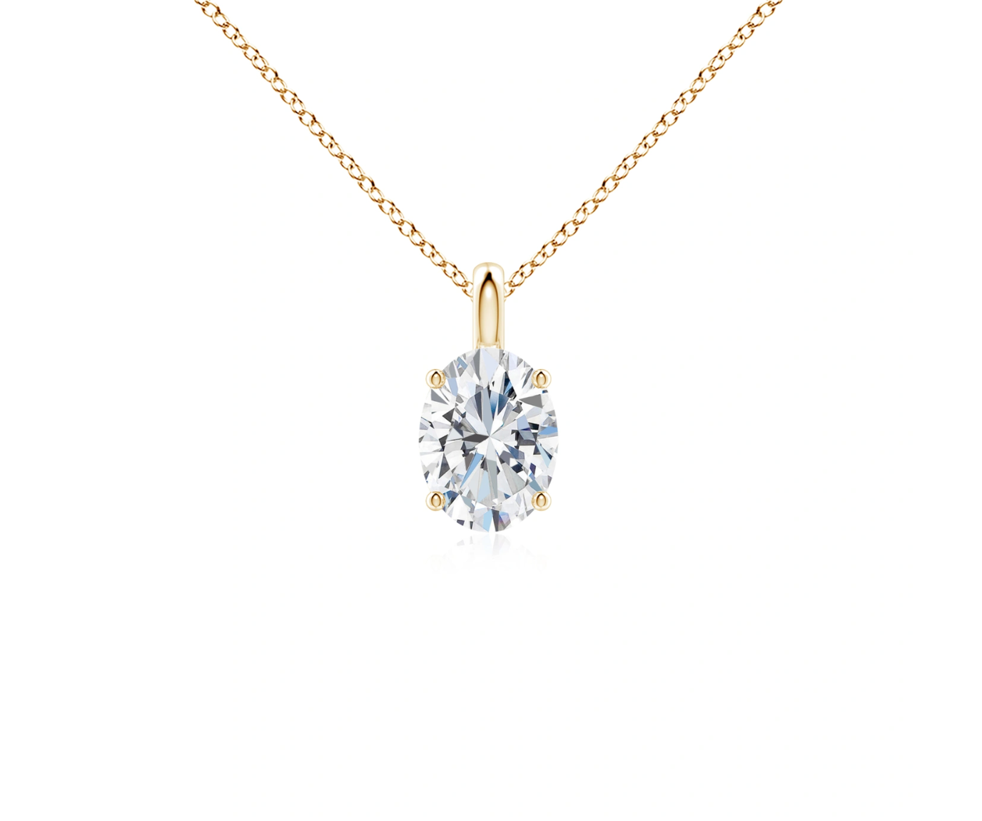Oval Cut Solitaire Pendant with Chain