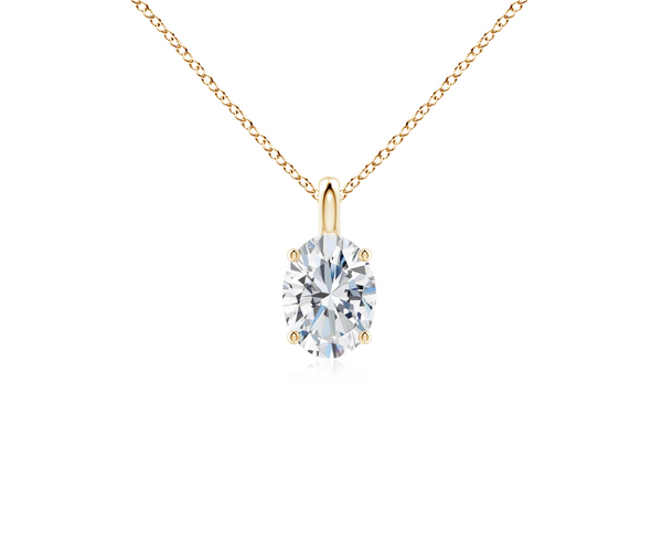 Oval Cut Lab Grown Diamond Solitaire Pendant with Chain