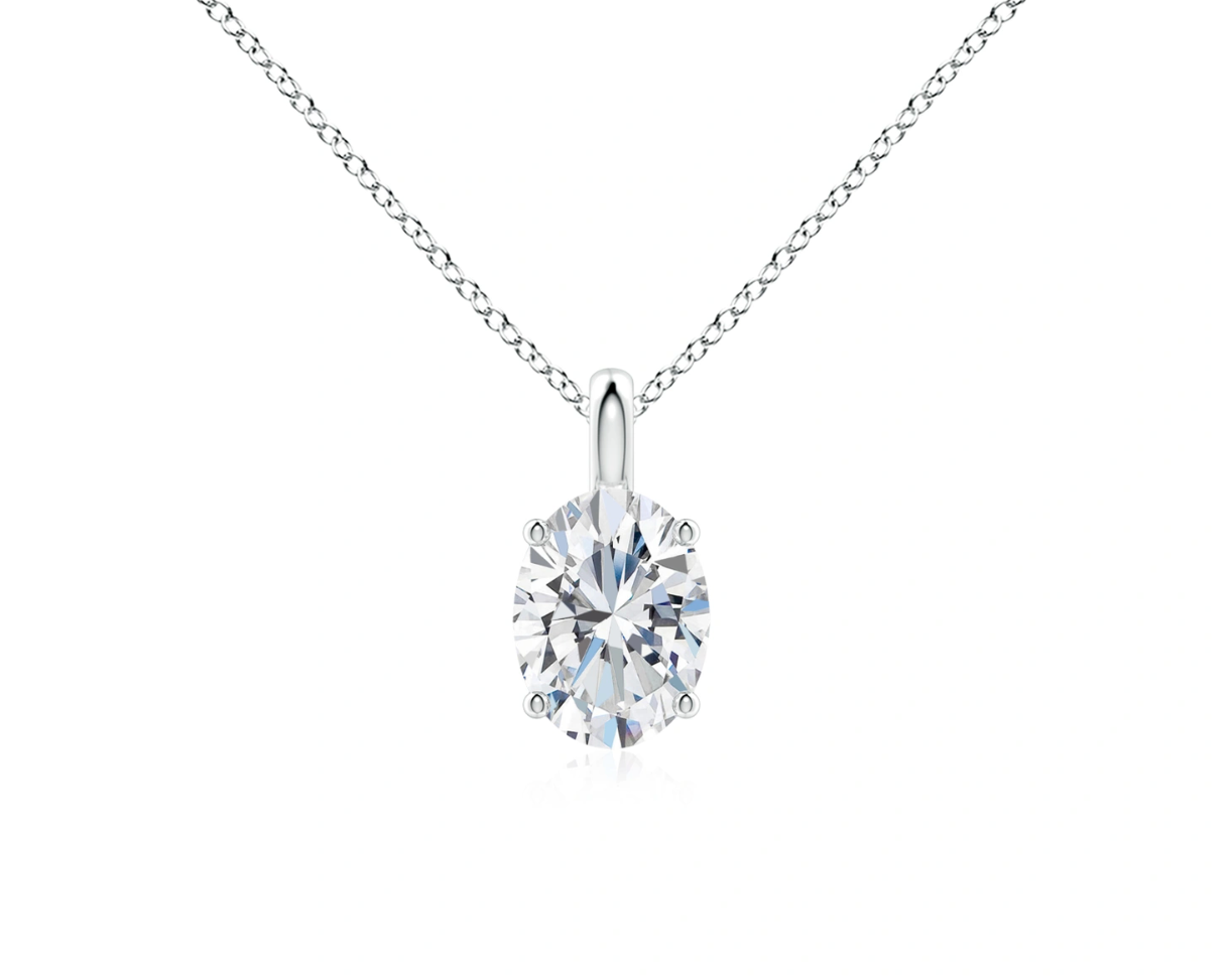 Cushion Cut Solitaire Pendant with Chain