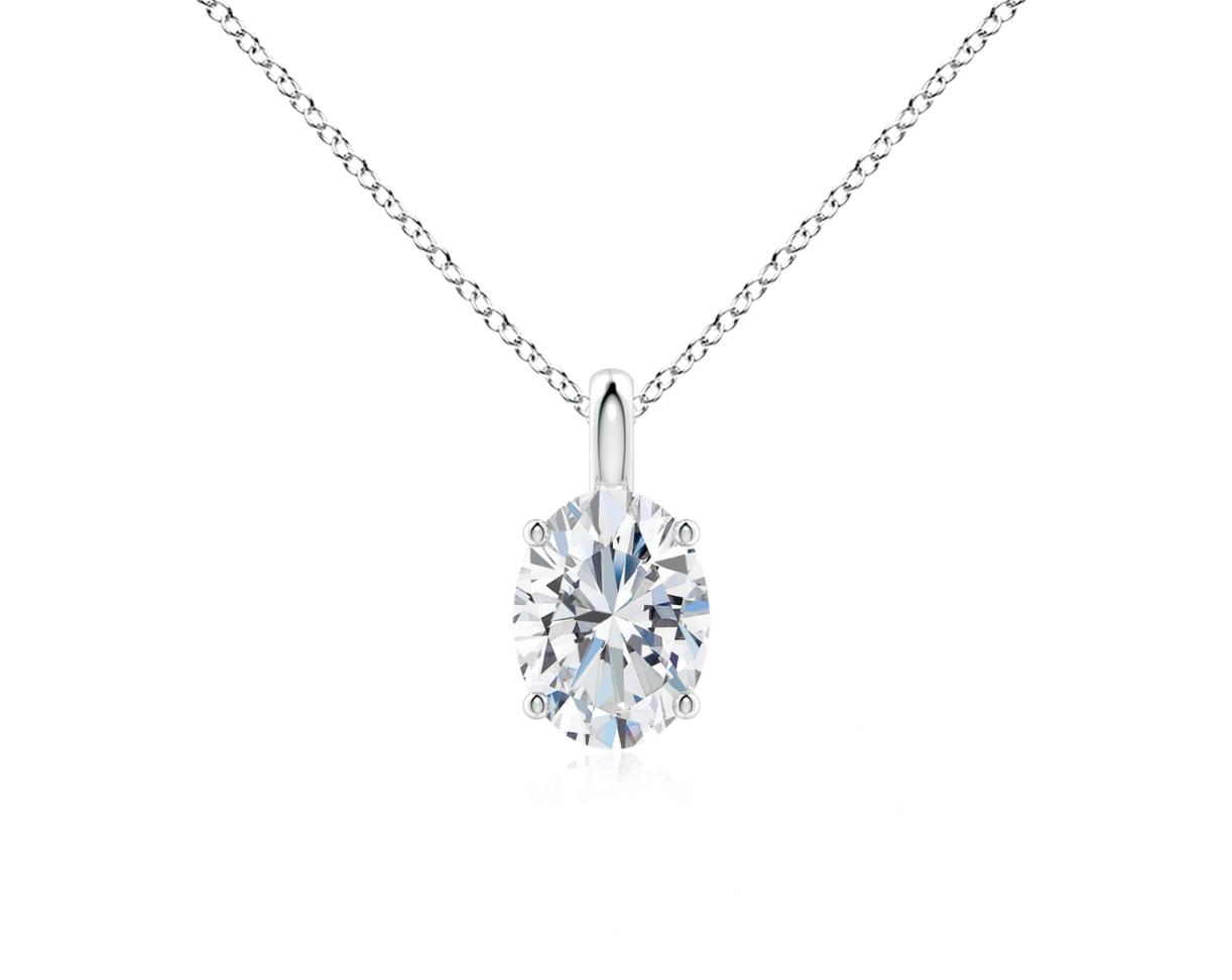 Oval Cut Solitaire Pendant with Chain