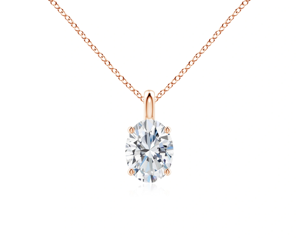 Oval Cut Solitaire Pendant with Chain