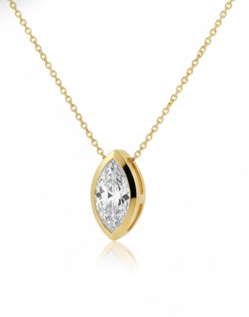"The Eye" Marquise Lab Grown Diamond solitaire Pendant with Chain