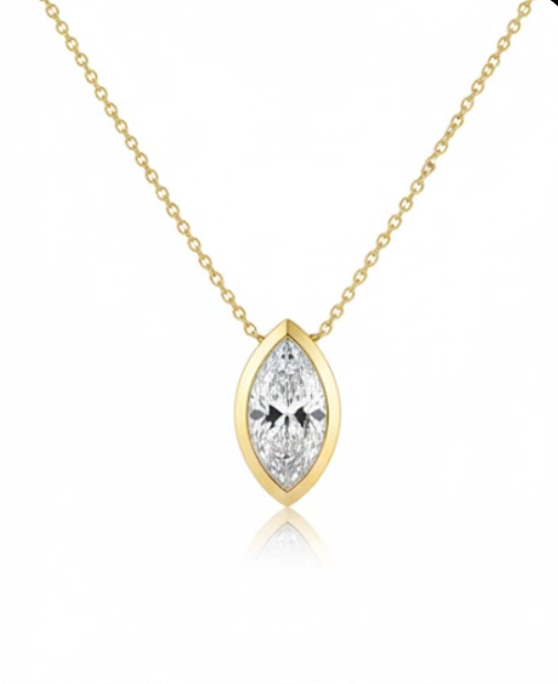 "The Eye" Marquise Lab Grown Diamond solitaire Pendant with Chain