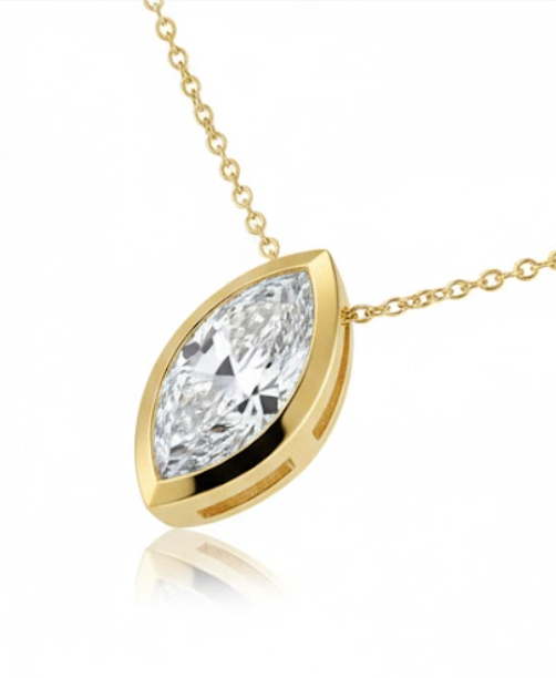 "The Eye" Marquise Lab Grown Diamond solitaire Pendant with Chain