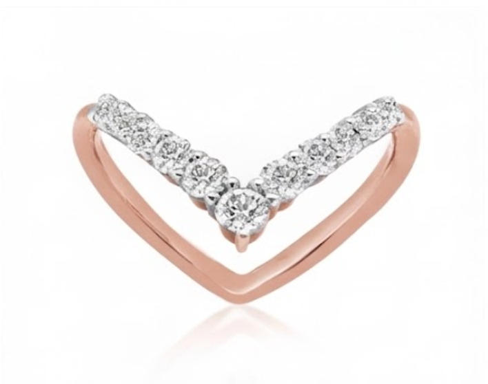 Stacked Lab Grown Diamond Chevron Guard Ring