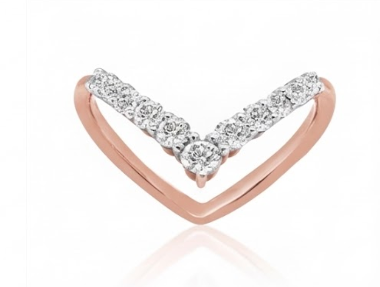 Stacked Lab Grown Diamond Chevron Guard Ring