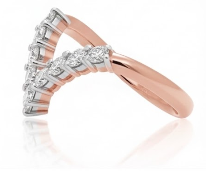 Stacked Lab Grown Diamond Chevron Guard Ring
