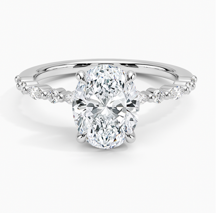 Alternate Round & Marquise with Oval Solitaire Ring