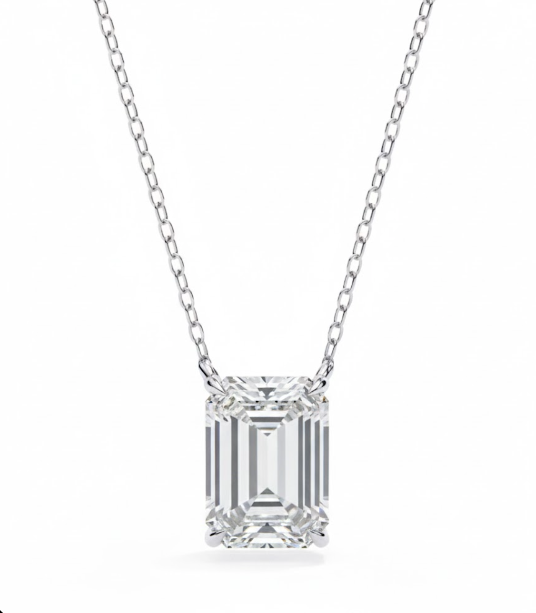 Minimalist Emerald Cut Lab Grown Diamond Necklace