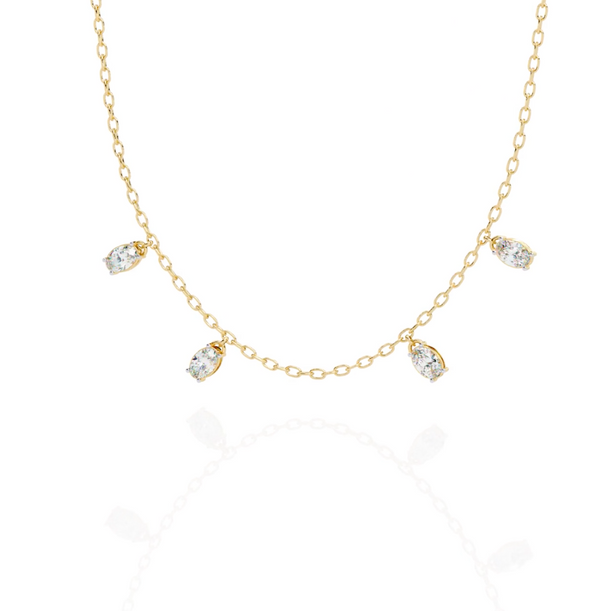 Cascading Diamond Quartet Pendant Necklace