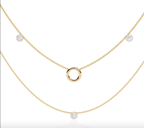 Dainty Gold Dual-Strand Necklace with Circle