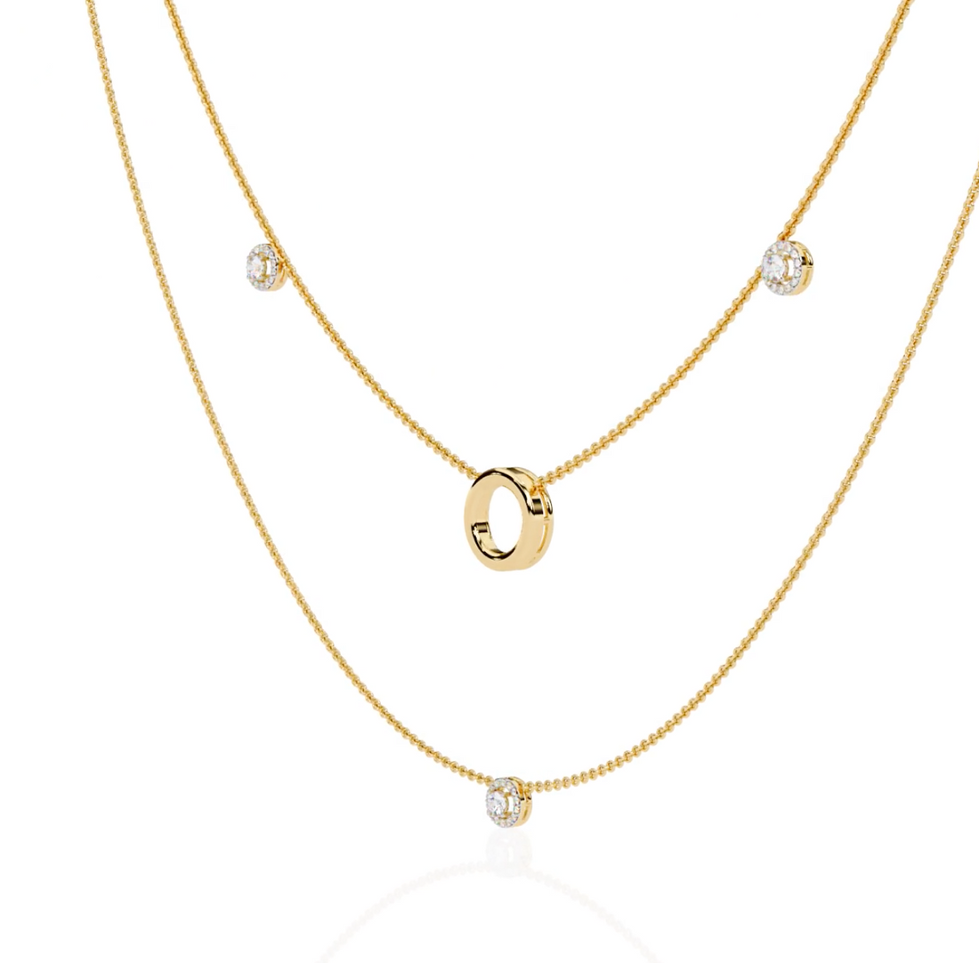 Dainty Gold Dual-Strand Necklace with Circle
