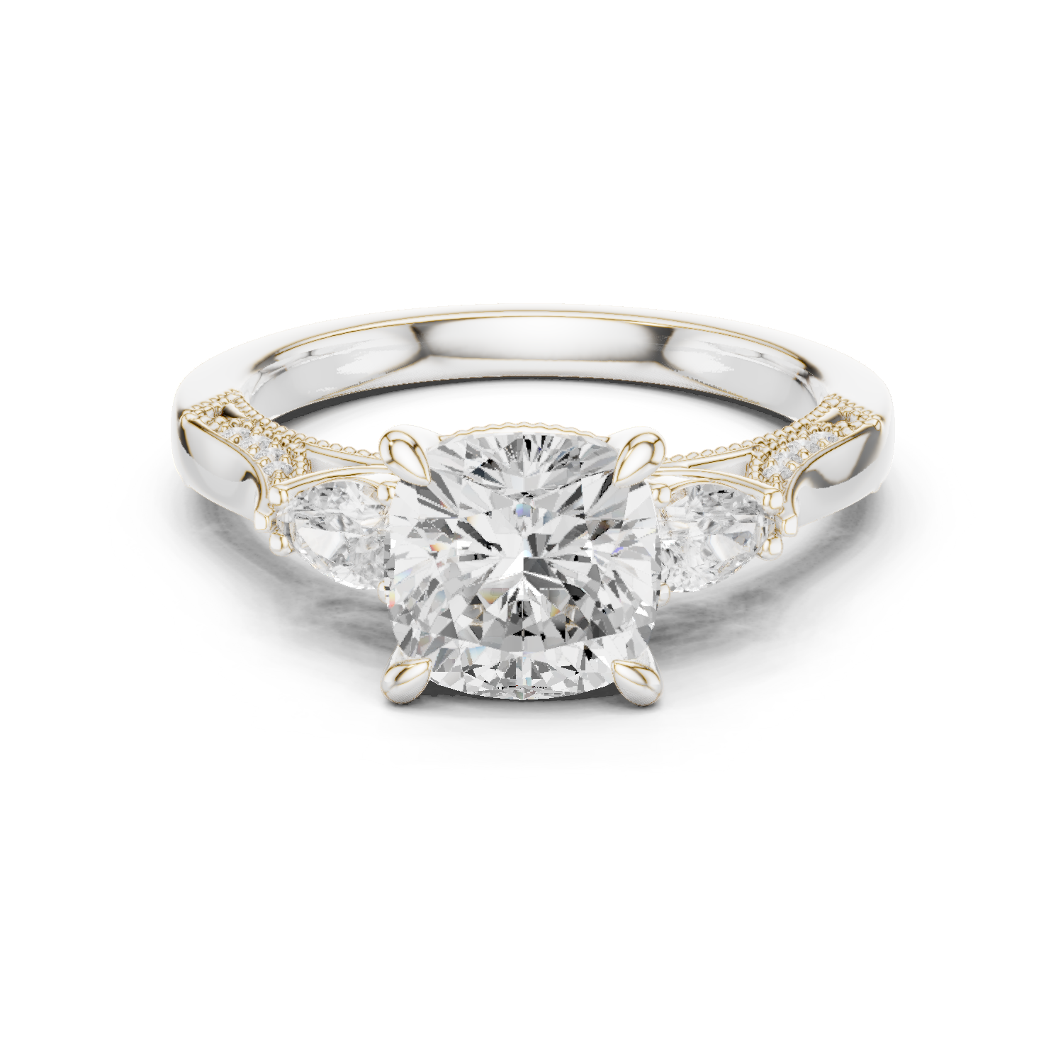 Lotus Flower Lab Grown Diamond Split Shank Solitaire