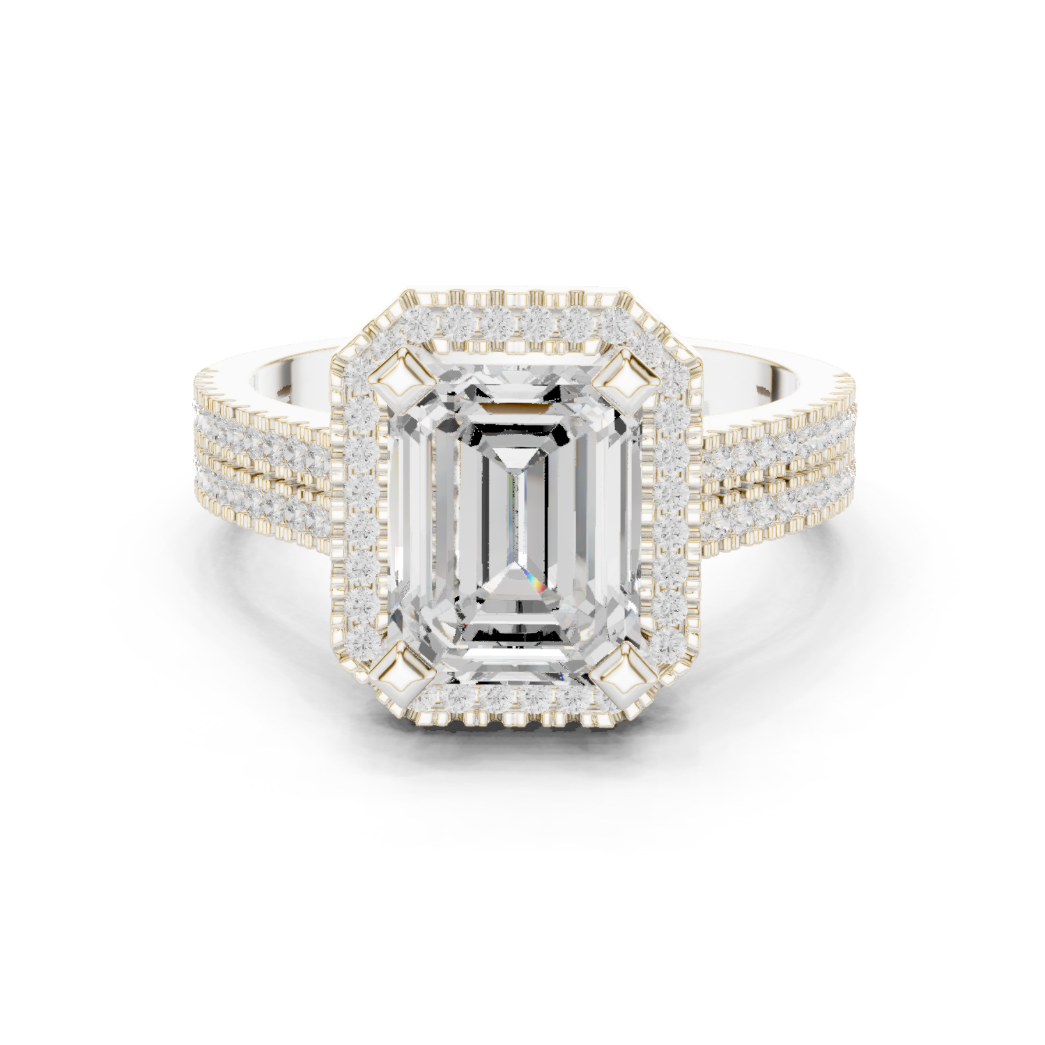 Golden Rod Lab Grown Diamond Ornate Scroll Ring