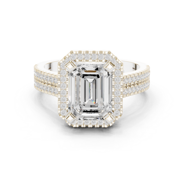 Golden Rod Lab Grown Diamond Ornate Scroll Ring