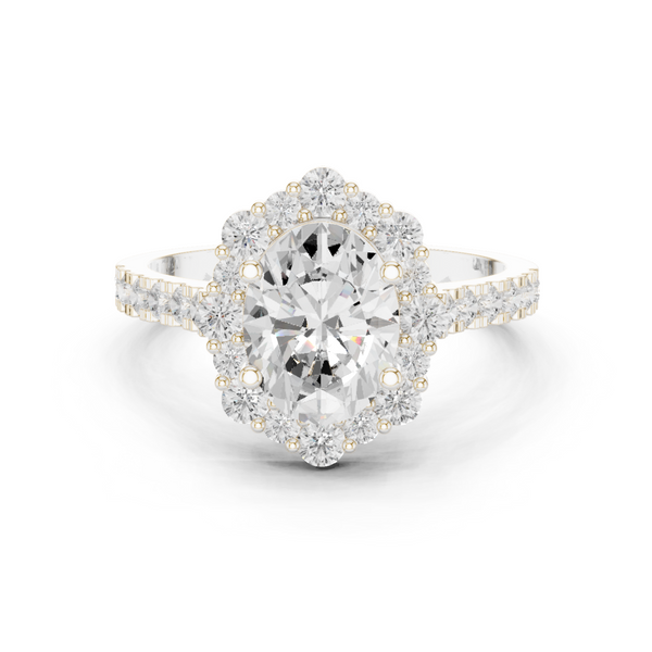 Thyme Leaf Lab Grown Diamond Fluted Shank Ring