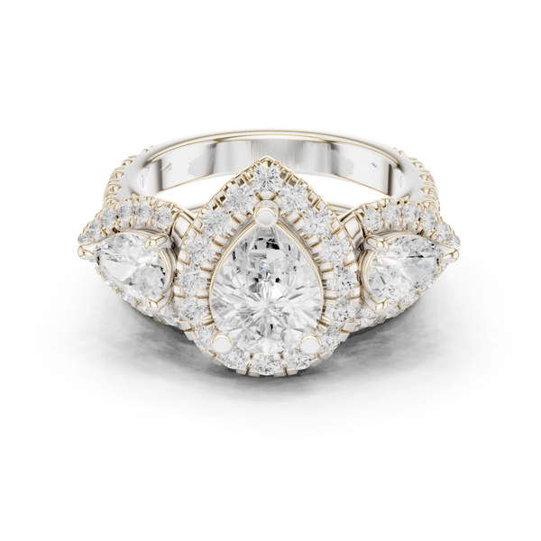 Water Lily Lab Grown Diamond Asymmetric Art Ring