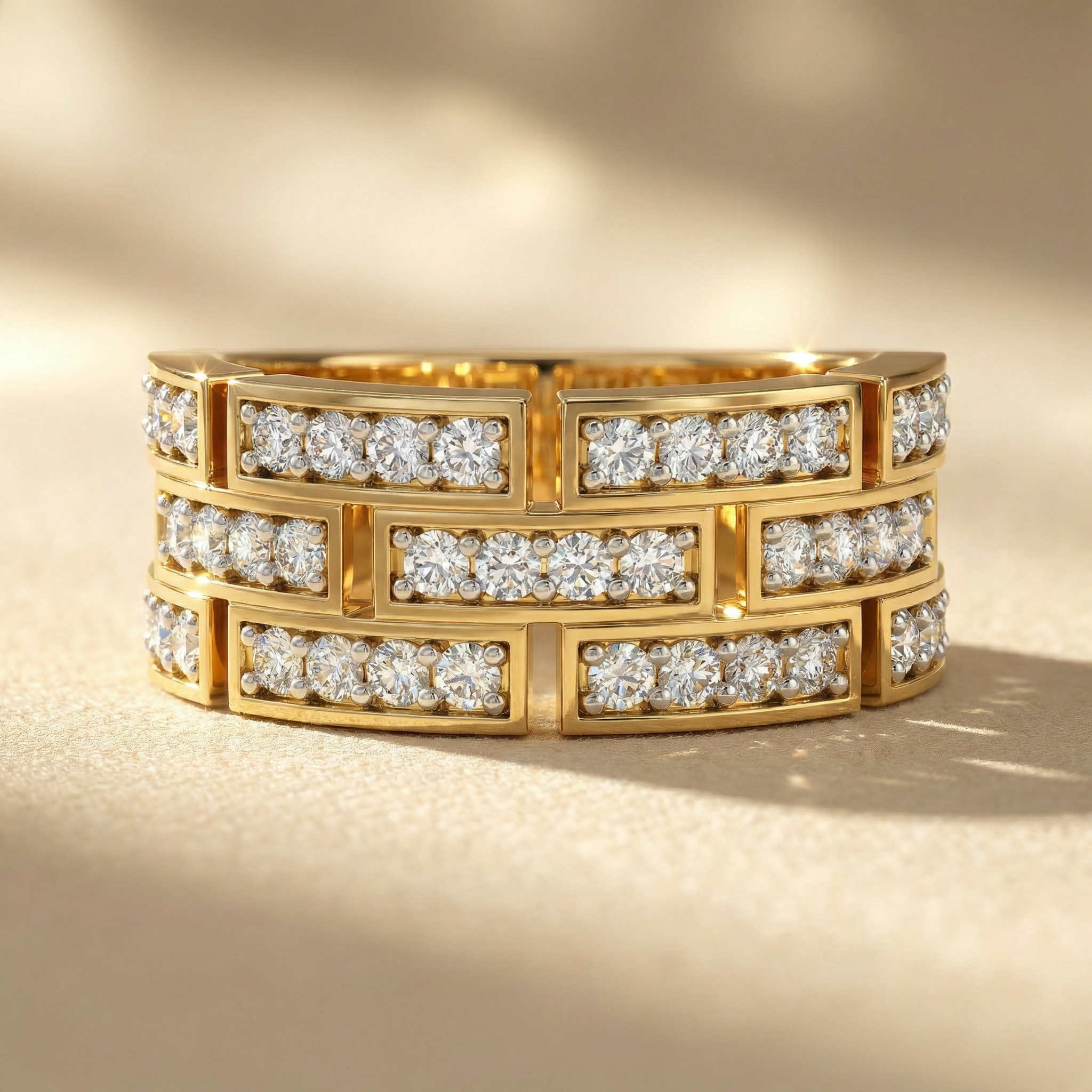 Triple Row Baguette Pav������ Lab Grown Diamond Band