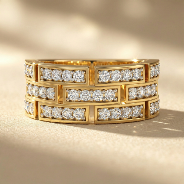Triple Row Baguette Pavé Lab Grown Diamond Band