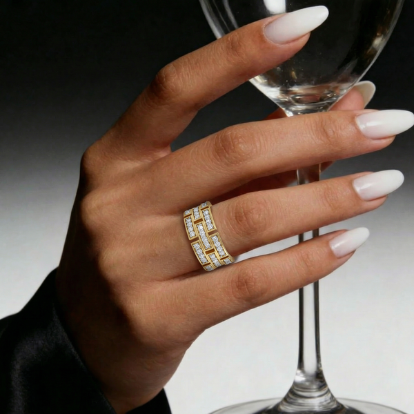 Triple Row Baguette Pavé Lab Grown Diamond Band
