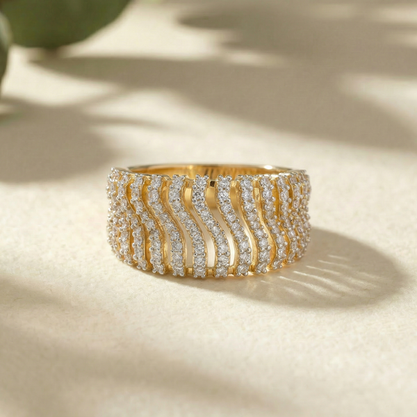 Multi Row Wave Pavé Lab Grown Diamond Ring