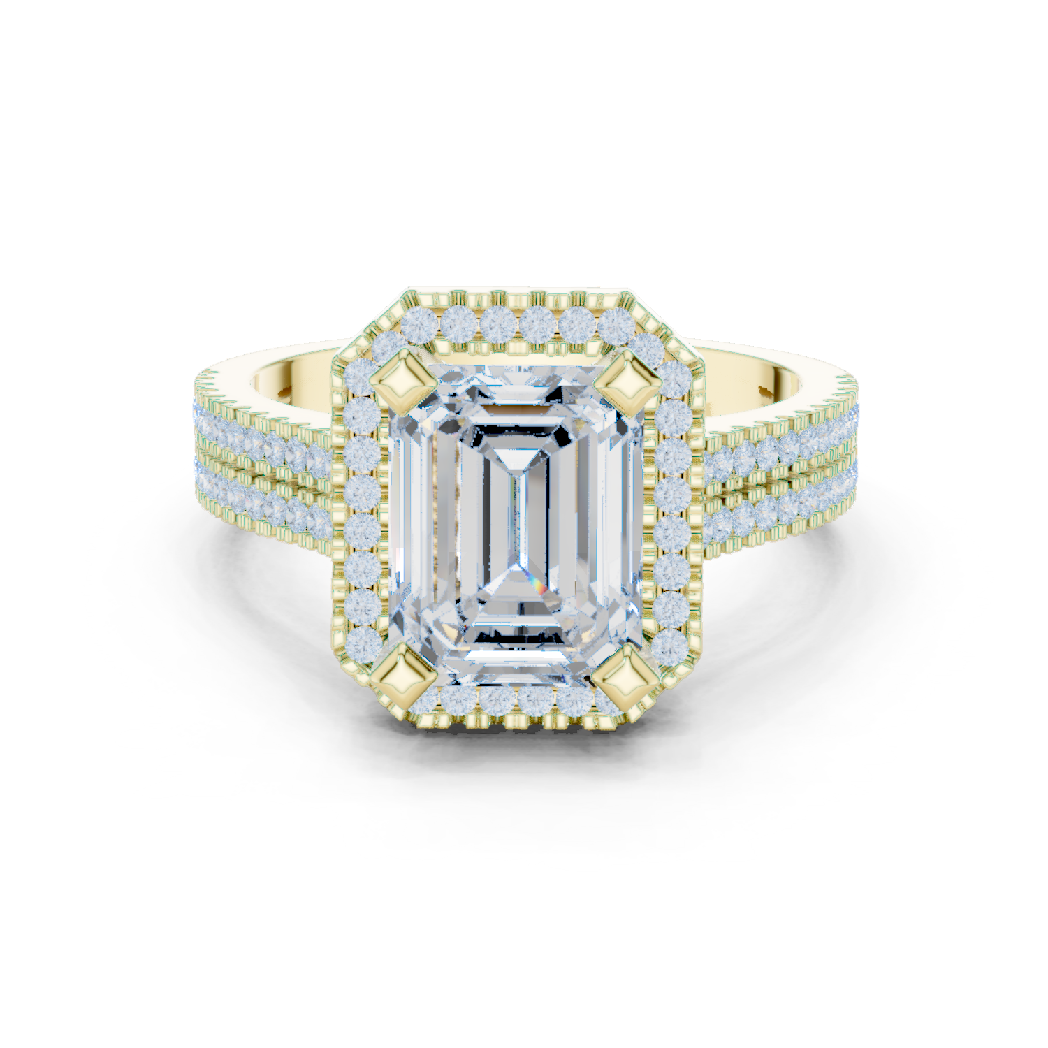 Golden Rod Lab Grown Diamond Ornate Scroll Ring