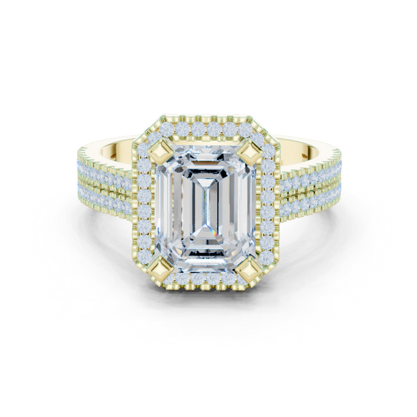 Golden Rod Lab Grown Diamond Ornate Scroll Ring