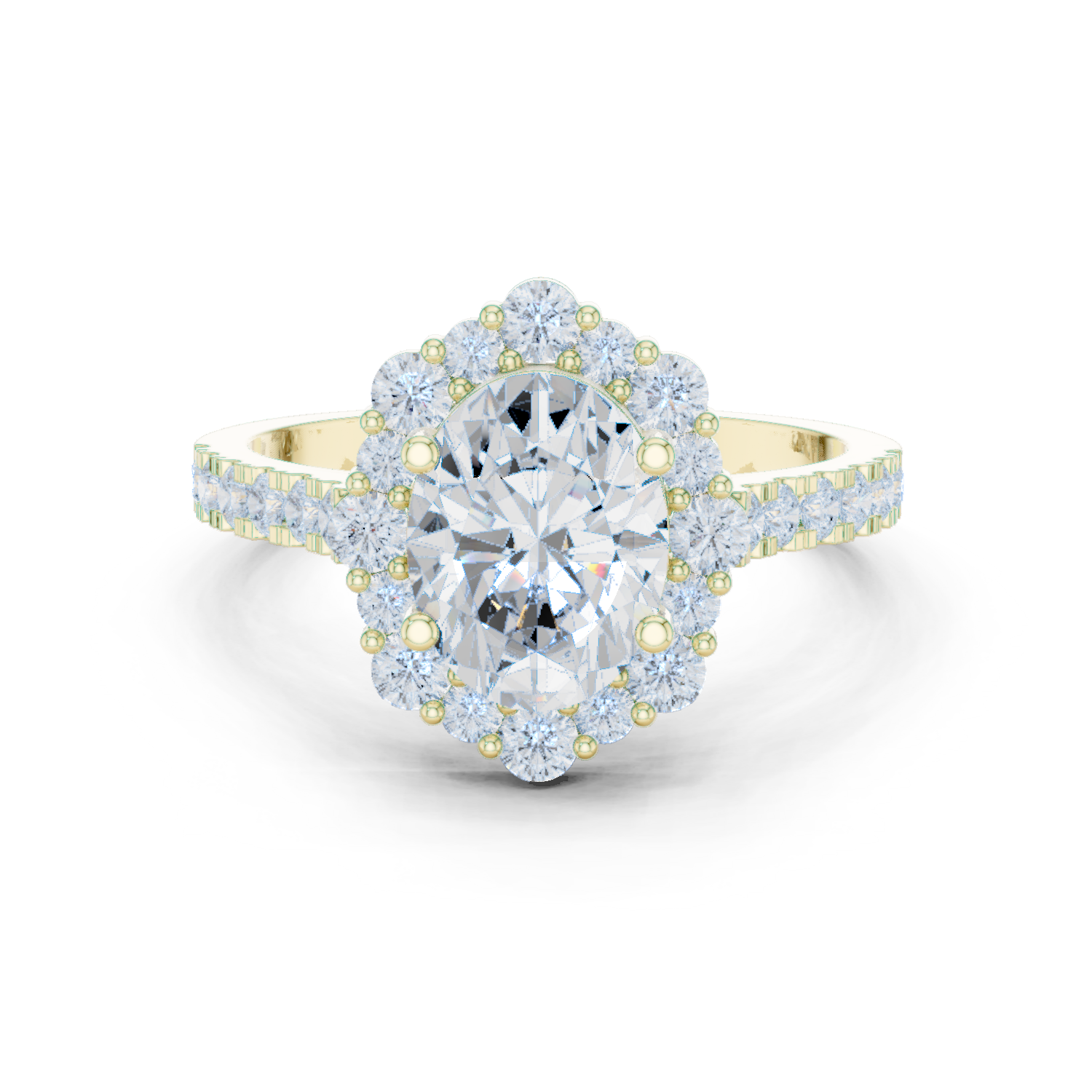 Thyme Leaf Lab Grown Diamond Fluted Shank Ring