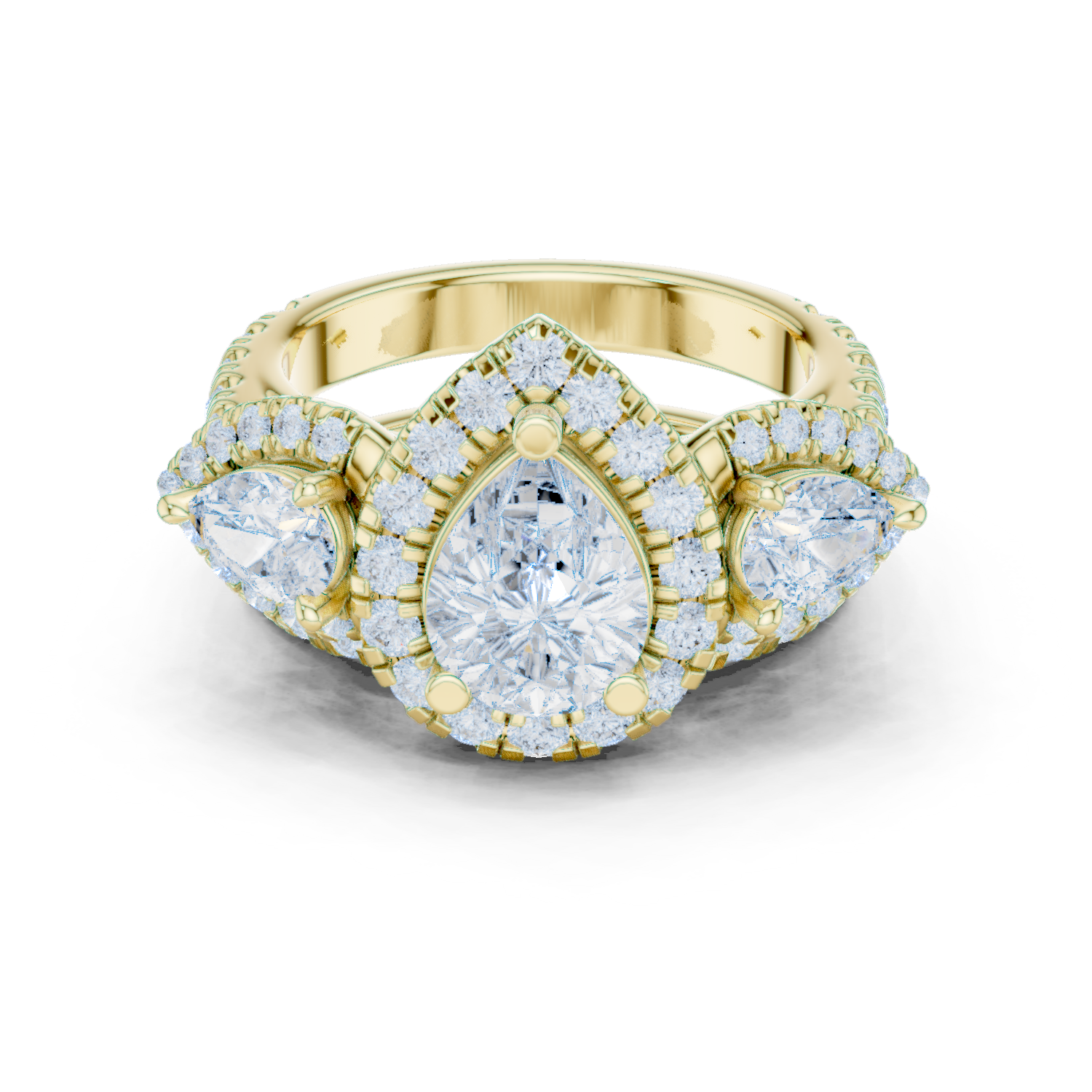 Water Lily Lab Grown Diamond Asymmetric Art Ring
