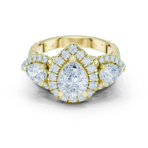 Water Lily Lab Grown Diamond Asymmetric Art Ring