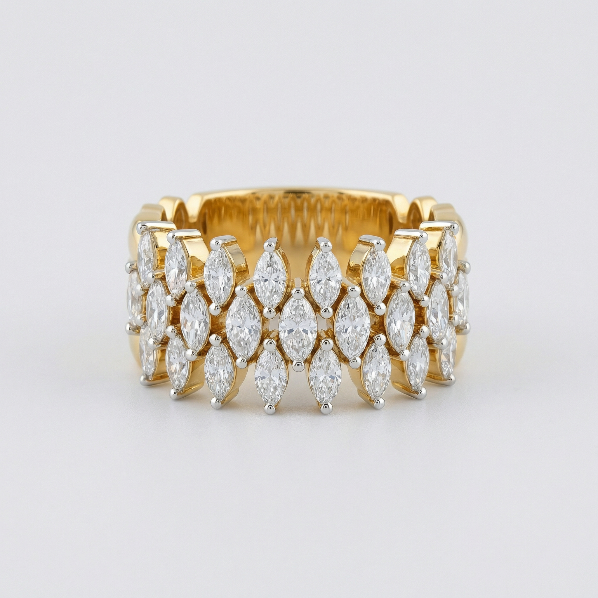 Multi Row Marquise Lattice Lab Grown Diamond Ring