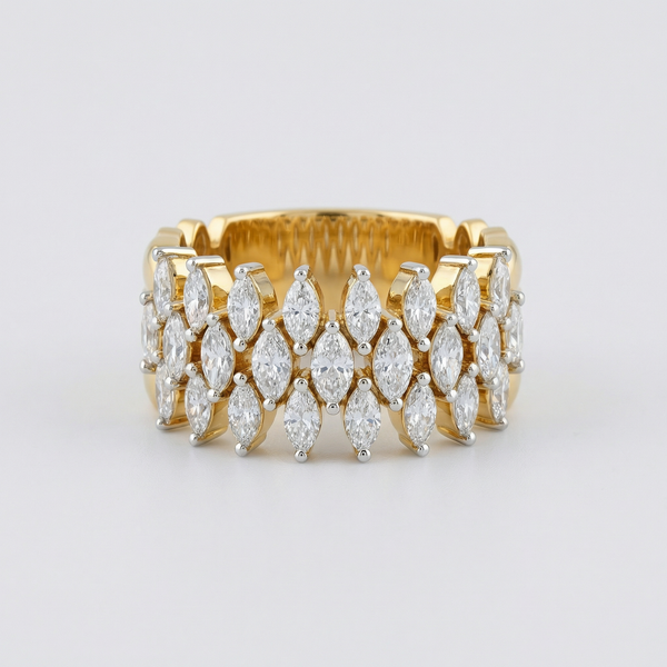 Multi Row Marquise Lattice Lab Grown Diamond Ring