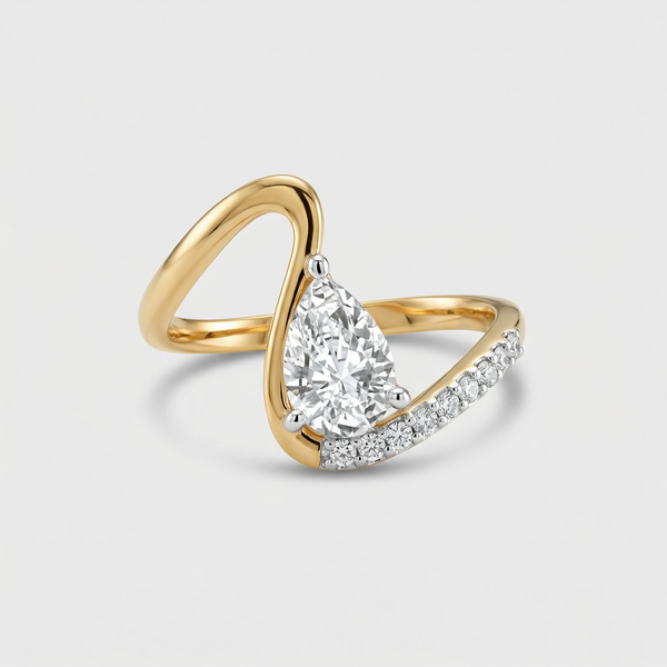 Open Bypass Pear Pavé Lab Grown Diamond Ring