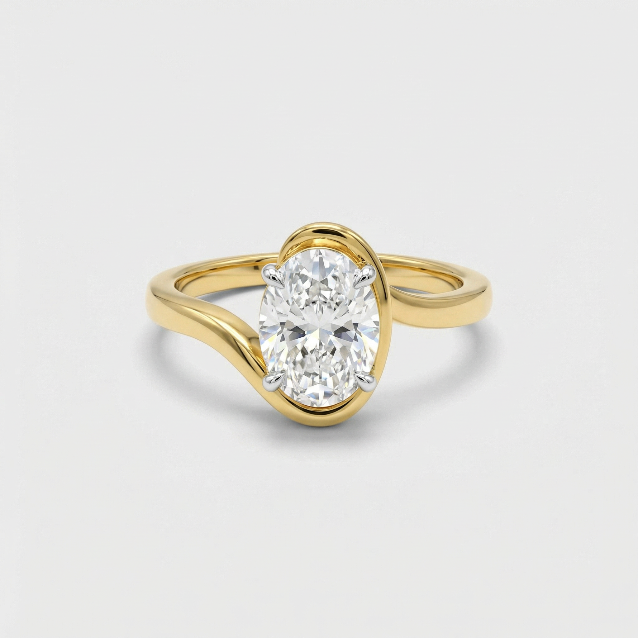 Bezel Oval Solitaire Lab Grown Diamond Ring
