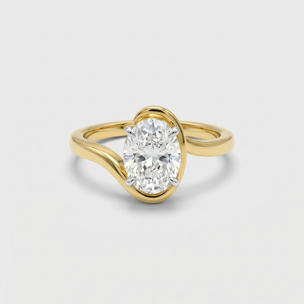 Bezel Oval Solitaire Lab Grown Diamond Ring