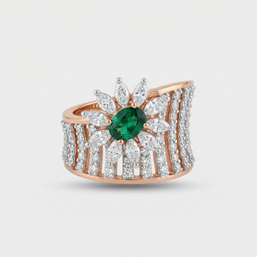 Emerald Floral Statement Lab Grown Diamond Ring