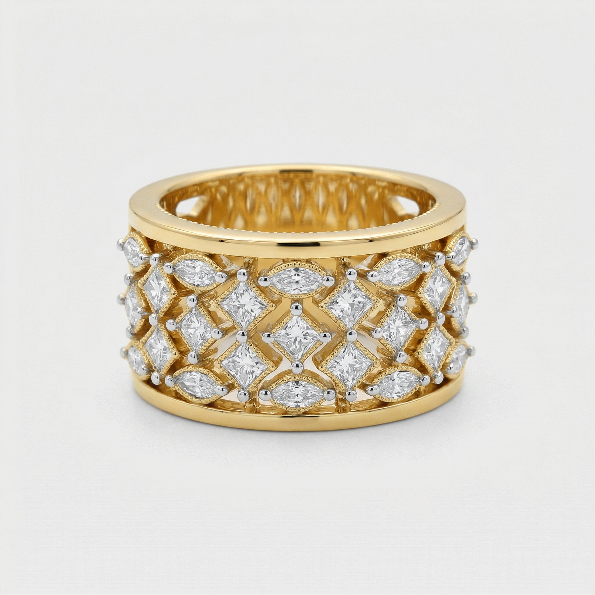 Lattice Wide Band Lab Grown Diamond Ring