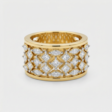 Lattice Wide Band Lab Grown Diamond Ring