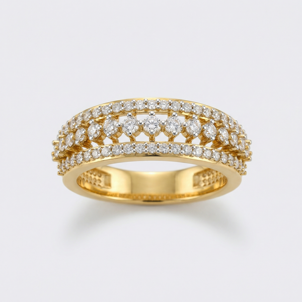 Triple Row Graduated Pavé Lab Grown Diamond Ring