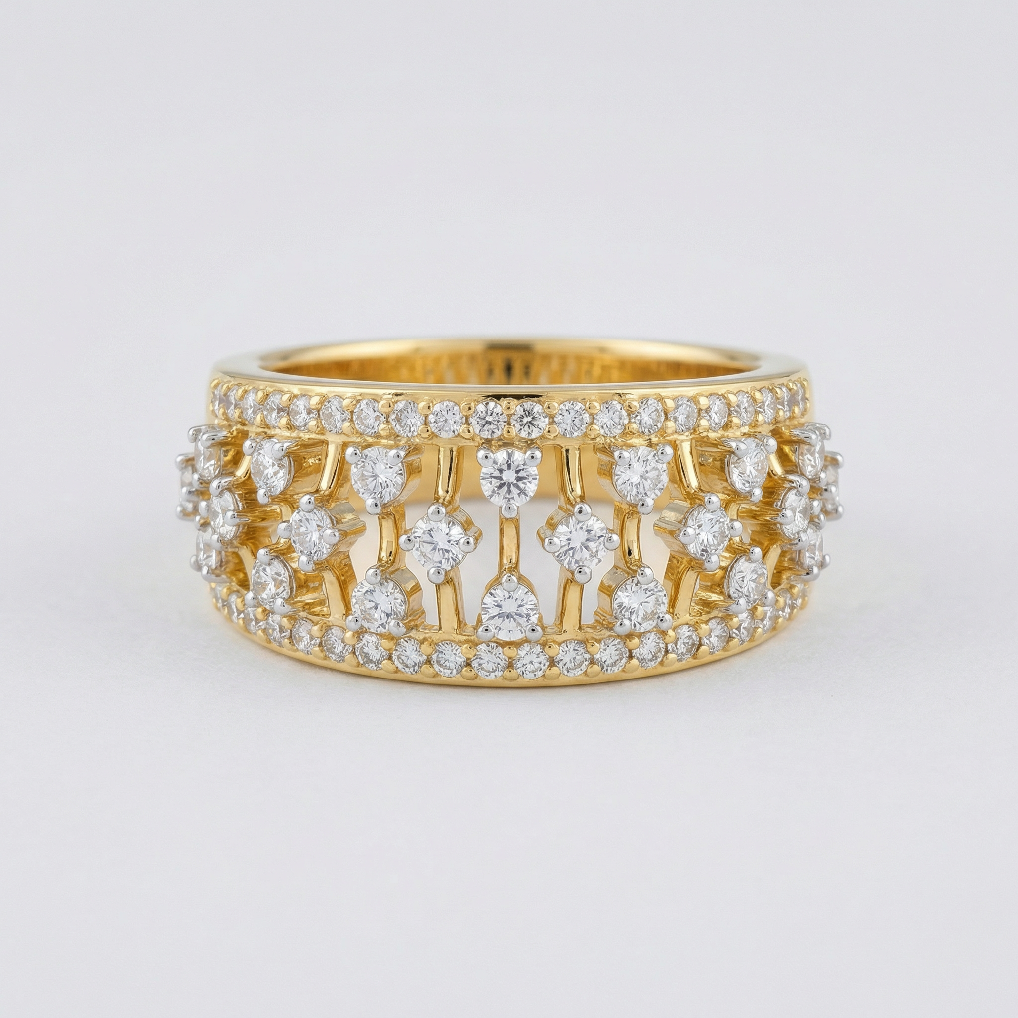 Ornate Star Pattern Wide Lab Grown Diamond Rings