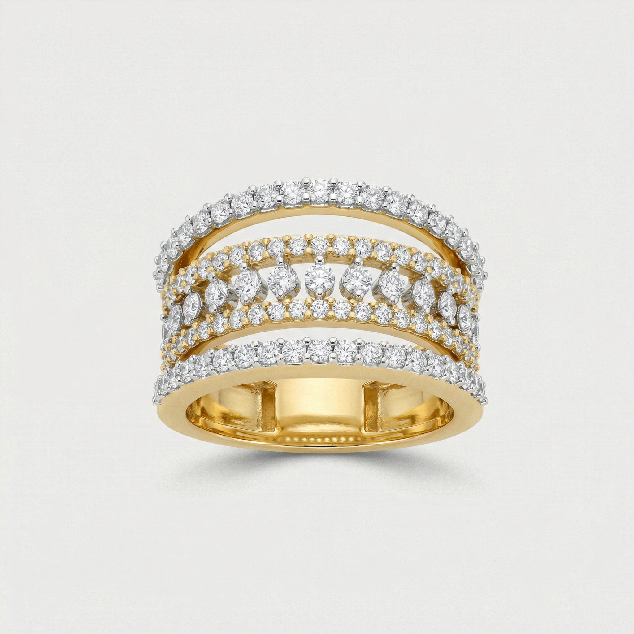 Multi Row Dome Pav������ Lab Grown Diamond Ring