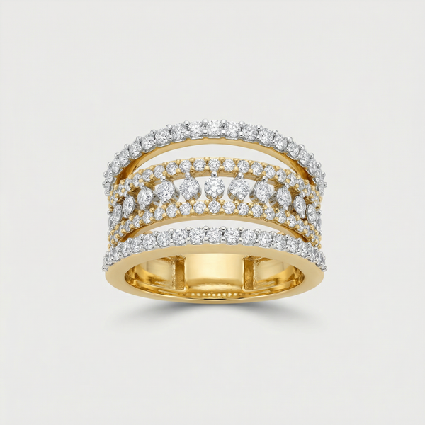 Multi Row Dome Pavé Lab Grown Diamond Ring