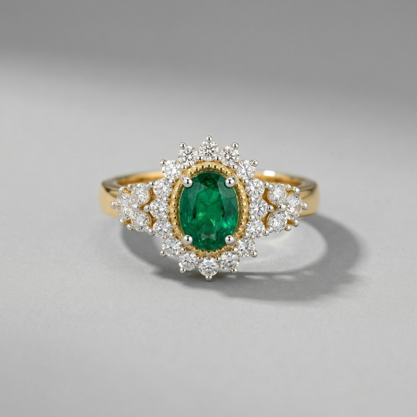 Vintage Oval Halo Lab Grown Diamond Ring