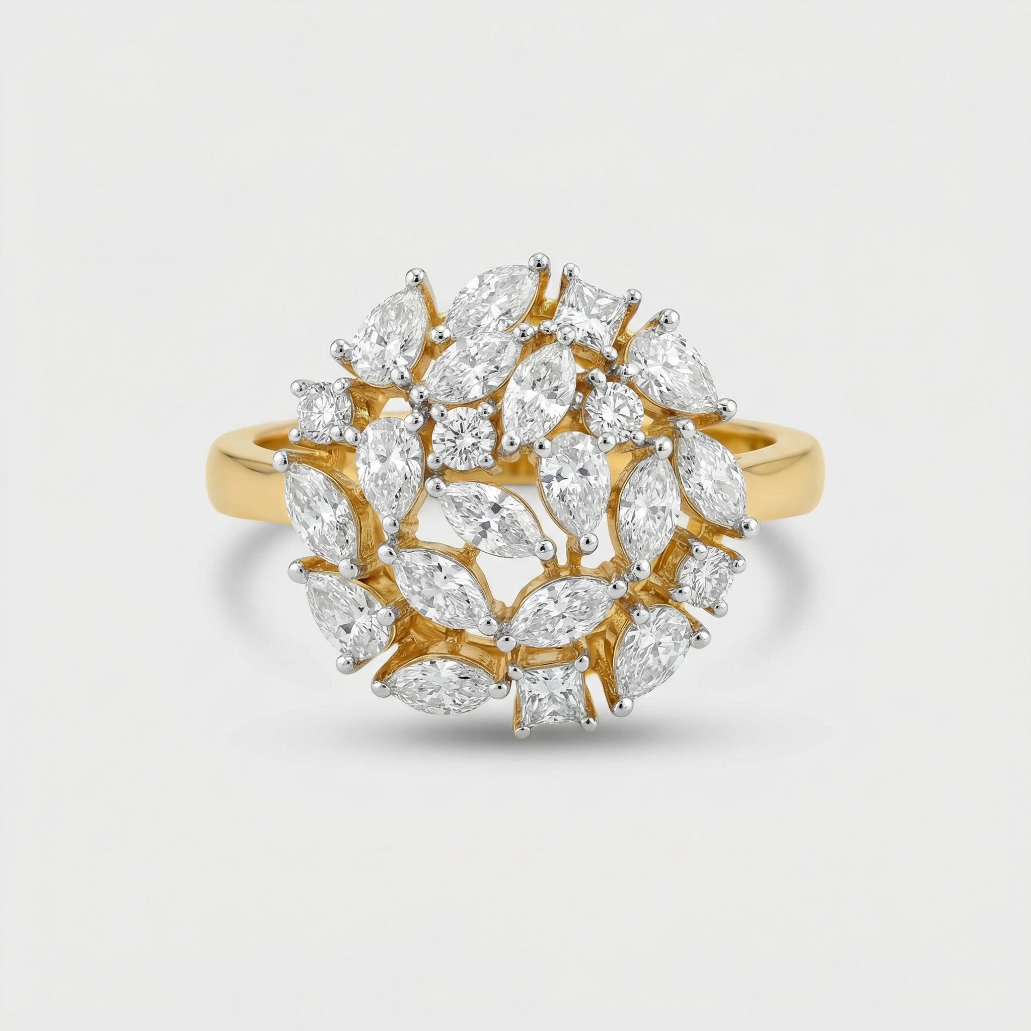 Floral Cluster Dome Lab Grown Diamond Ring