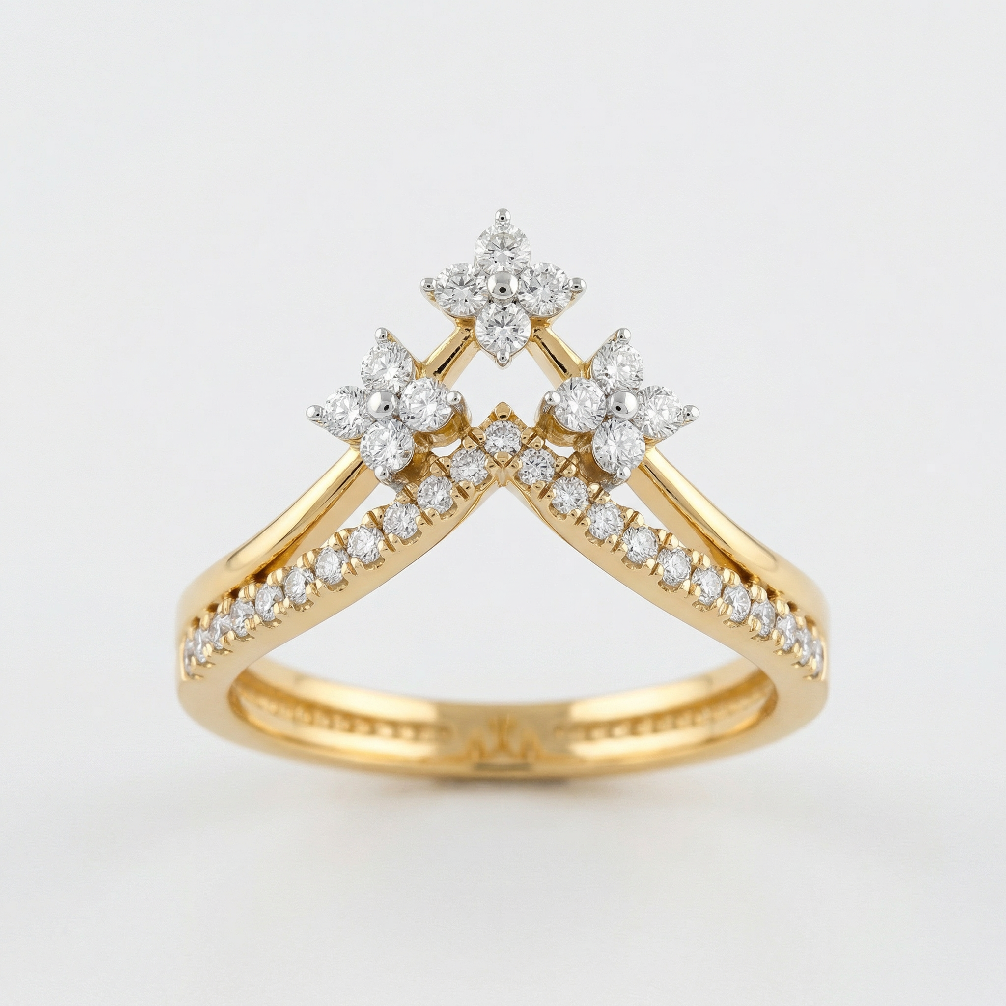 Double Band Crown Cluster Lab Grown Diamond Ring