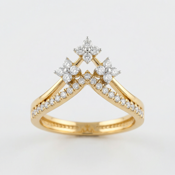 Double Band Crown Cluster Lab Grown Diamond Ring