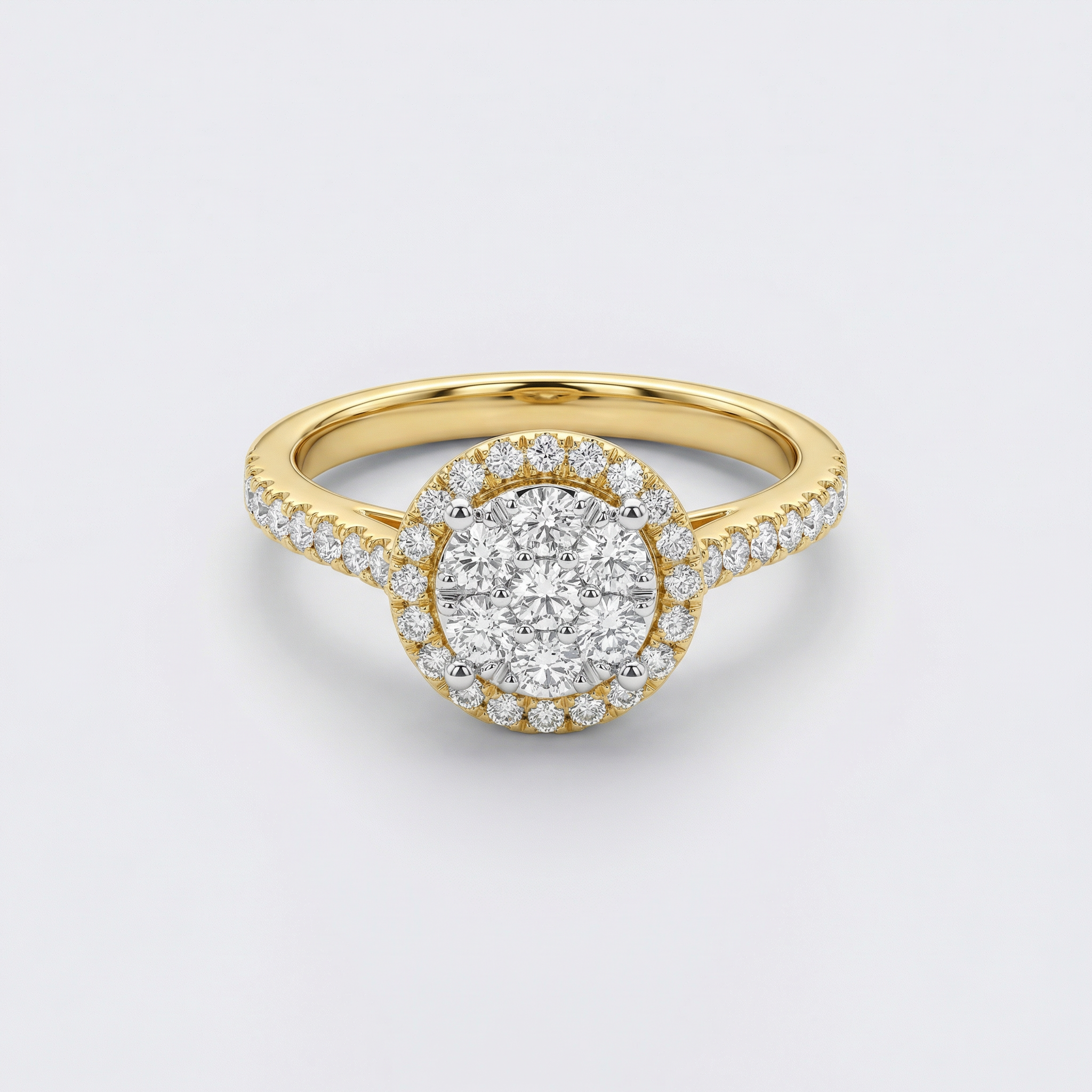 Pave Halo Cluster Lab Grown Diamond Ring